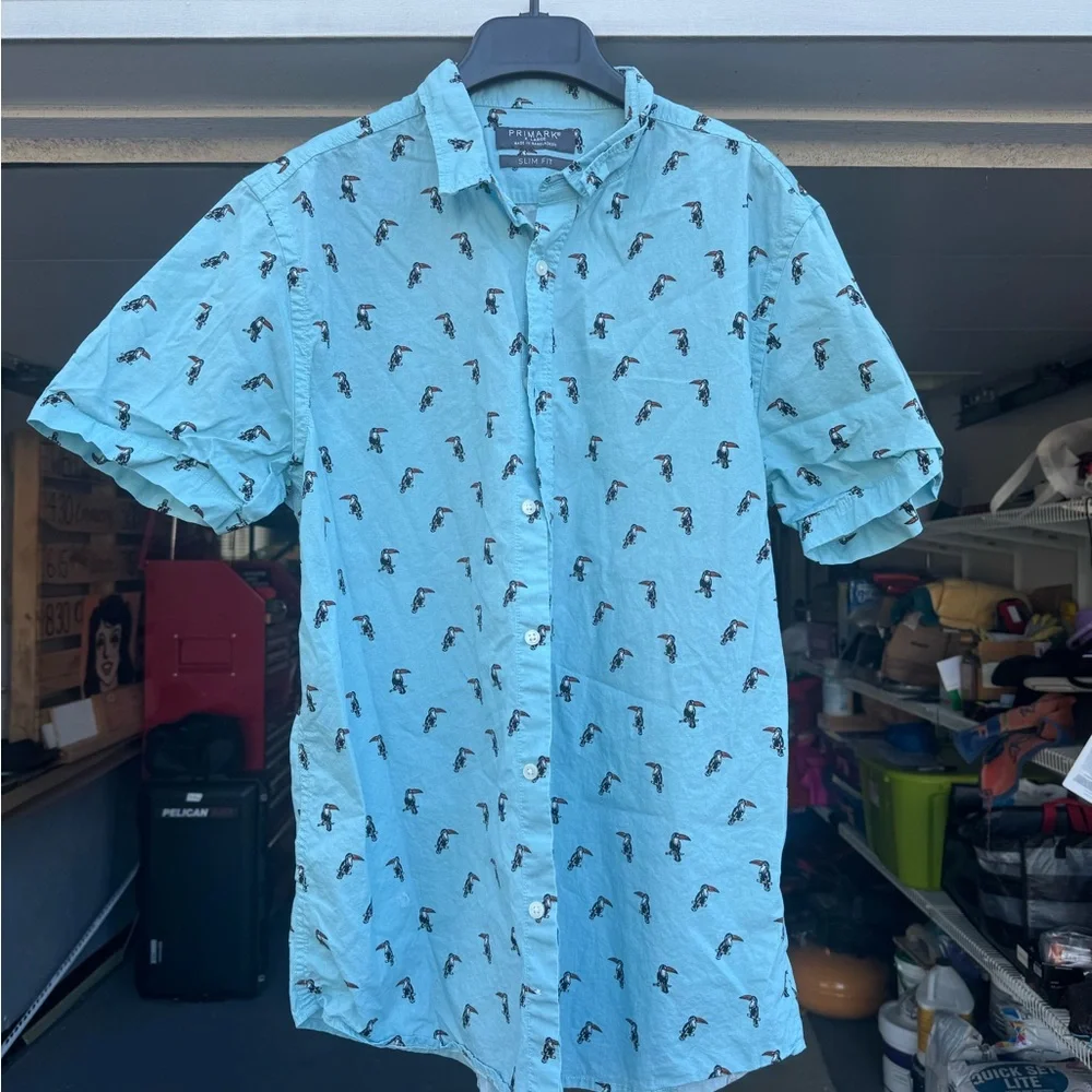Men's Blue Patterned Shirt - Picture 1 of 1